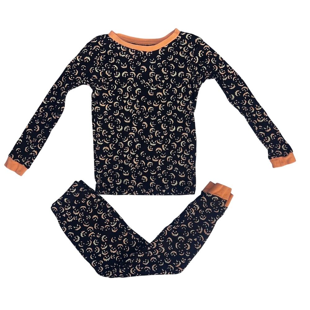 Halloween Burt’s Bees Kids Black Jack-o’-lantern PJ Set - Size: 5T